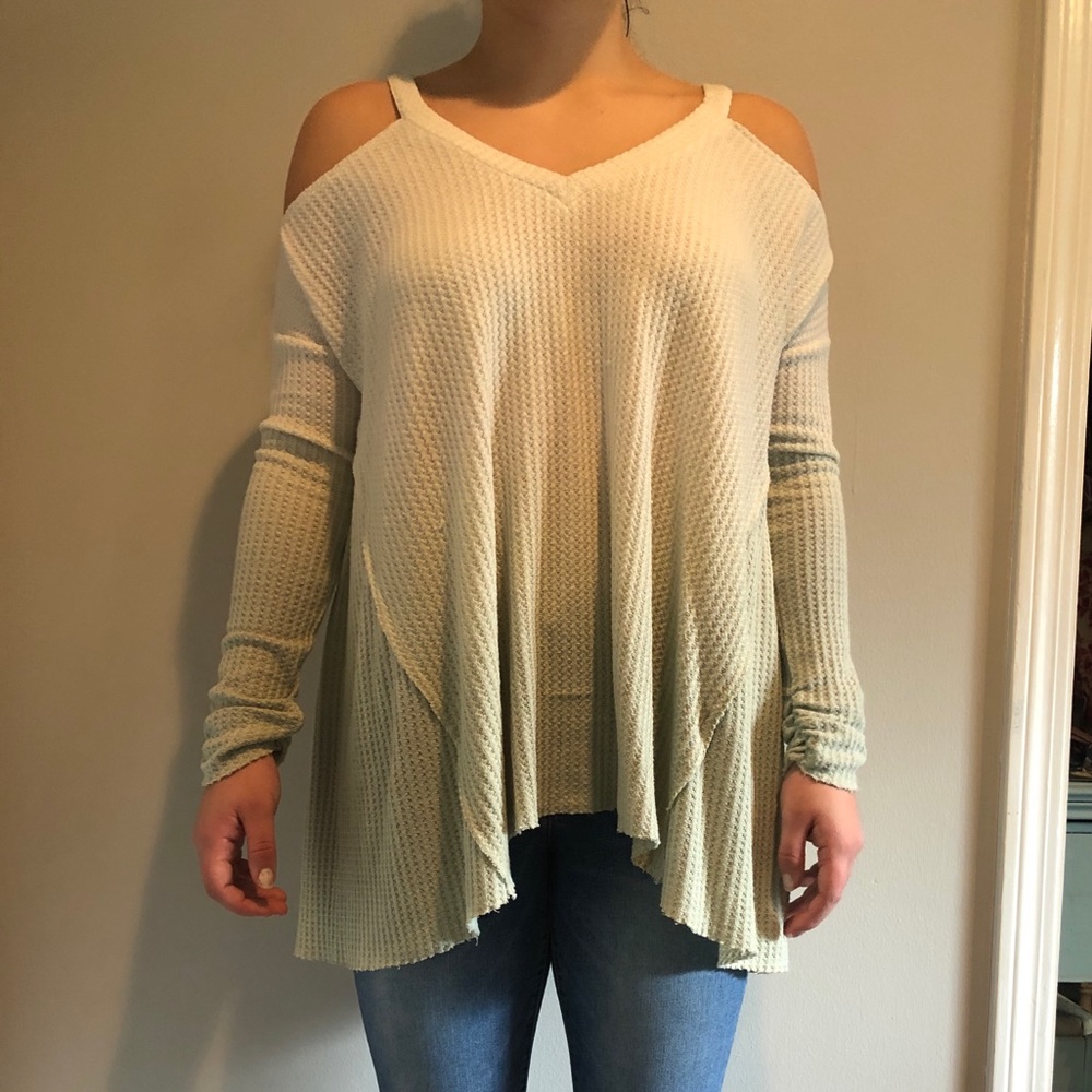 white and green ombré sweater
